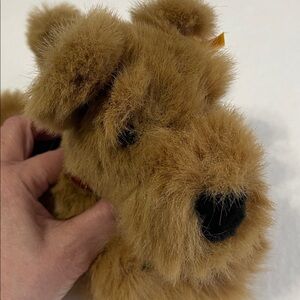 Steiff AKC Airedale Terrier Stuffed Dog Plush Red Collar small puppy